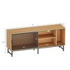 63" Modern TV Stand,Wooden Entertainment Center w/ Metal Mesh Sliding Door & 3 Open Shelves, Multi-Room Media Console - 4 of 4