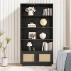 Homhougo Boho Bookcase with Rattan Doors, 5 Tier Bookshelf, Wooden Bookcase and Bookshelf with Storage, Tall Book Stand, Large Bookshelf - 3 of 4