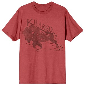 Khargo Buffalo Graphic Men's Red Heather Crew Neck Short Sleeve T-shirt - 1 of 2