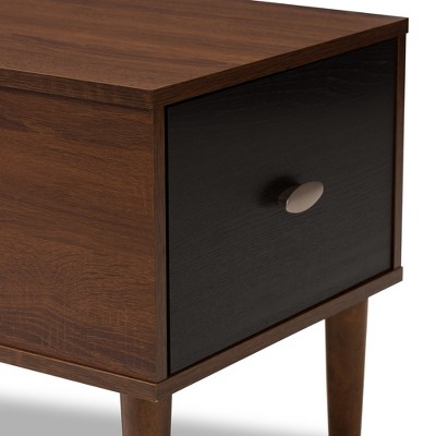 Merrick Mid-Century Modern Oak & Espresso Entryway Storage Bench