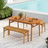 Tangkula 2 PCS Acacia Wood Outdoor Bench 48" Long Backless Wooden Picnic Bench w/ Slatted Seat - 3 of 4