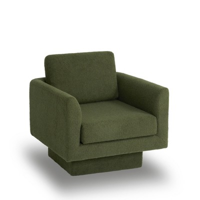 Cesicia Green Accent Chair 360° Modern Swivel Round Armchair Upholstered Comfy Barrel Chair