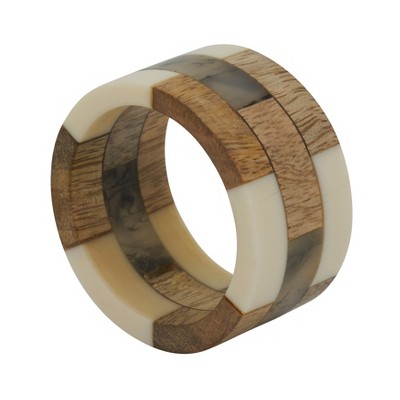 Saro Lifestyle Table Napkin Rings With Rope And Wood Design (set Of 4) :  Target