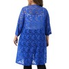 Women's Plus Size Lace Sheer Open Front 3/4 Sleeve Casual Long Cardigans - Agnes Orinda - 4 of 4