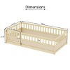 Wood Floor Bed with Safety Fence, Pine Montessori Frame with Door for Kids Bedroom or Playroom Use - Baofuwish - 4 of 4