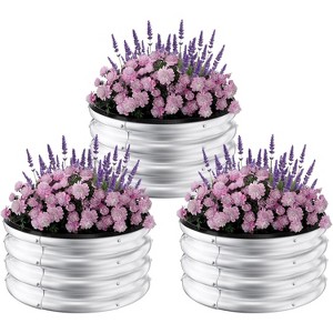 3-Pack Galvanized Metal Raised Garden Beds, Round Planter Boxes for Vegetables, Herbs, Flowers & Outdoor Gardening - 1 of 4