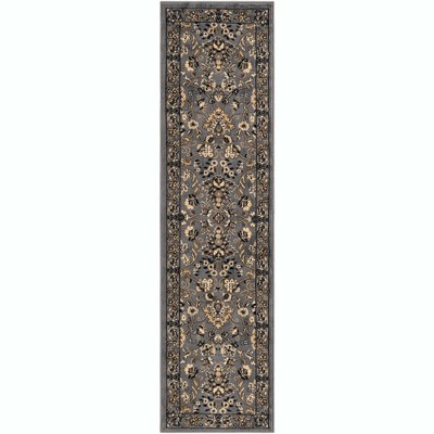 Gray/Ivory Reversible Indoor Runner with Traditional Medallion Design