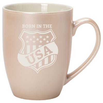 100 North United States of America 10 Ounce White and Precious Pearl Metallic Finish, Comfortably Fits Your Hands, New Bone China Coffee Tea Cup Mug,