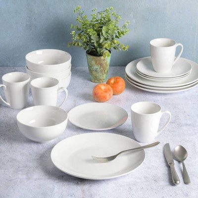 White Porcelain 16-Piece Dinnerware Set for 4