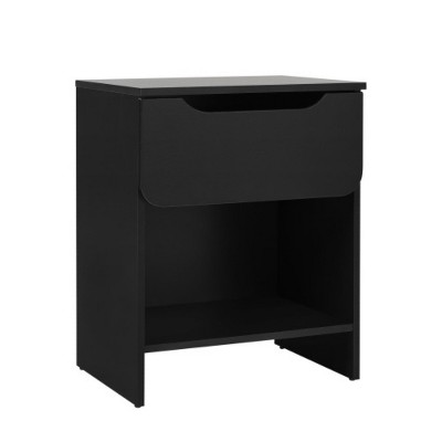 TIRAMISUBEST Sleek 1-Drawer Nightstand with Open Cubby ¨C Black, Minimalist Style