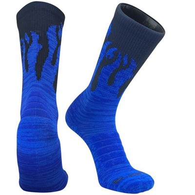 Swanq Pyro Blue Flame Fire Basketball Football Crew Socks by TCK