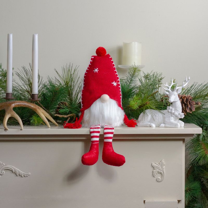 Northlight 18-Inch Plush Red and White Sitting Christmas Gnome Tabletop Decoration, 2 of 6