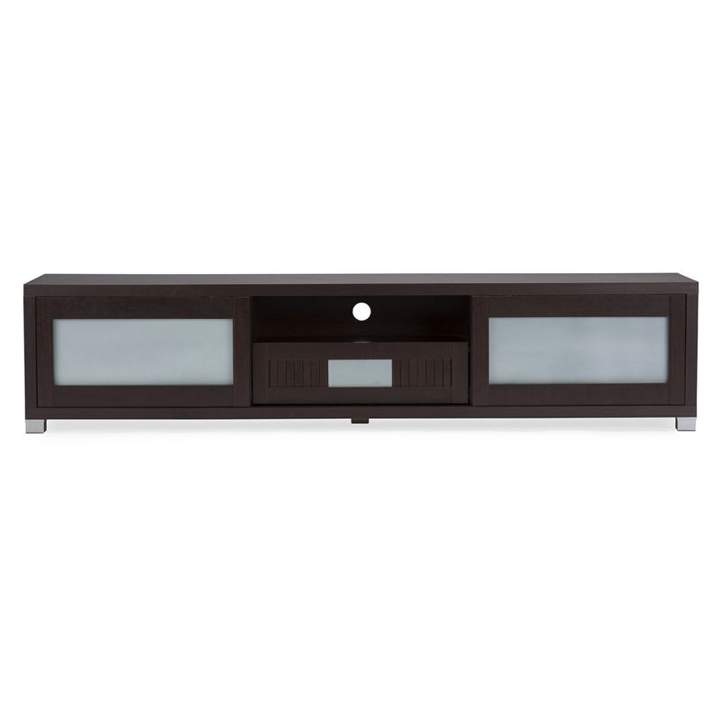 Gerhardine Wood Cabinet with 2 Sliding Doors and Drawer TV Stand for TVs up to 85&#34; Dark Brown - Baxton Studio, 4 of 7