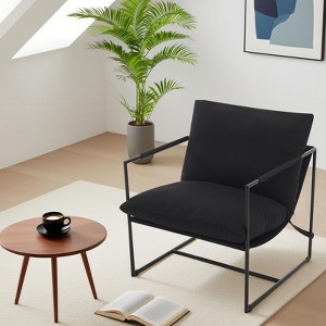 Sling Accent Chair with Metal Frame, Shredded Foam, Linen & Corduroy, 4 Colors - 1 of 4