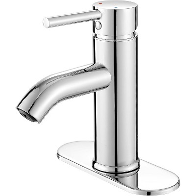 Attop Modern Bathroom Faucet, Chrome Single Handle Single Hole Sink Faucet, Commercial Vanity Sink Faucet with 3/8 inch Hose and Base