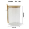 Unique Bargains with Bamboo Lid & Spoon Decorative Jars Wood Color Clear 1 Set - 3 of 4