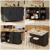 Whisen 51.2" Farmhouse Kitchen Island on Wheels with Drop Leaf, Storage Rack and Towel Rack, Geometric Twill Stripe Textured Design - 4 of 4