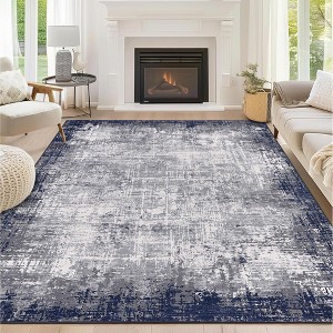 Washable Area Rug, Soft Modern Bordered Abstract Low Pile Non-Slip Carpet, Living Room Bedroom Throw Rug for Dining Room Home Decor - 1 of 4
