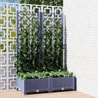 vidaXL Garden Planter with Trellis Dark Gray 31.5"x15.7"x47.8" PP