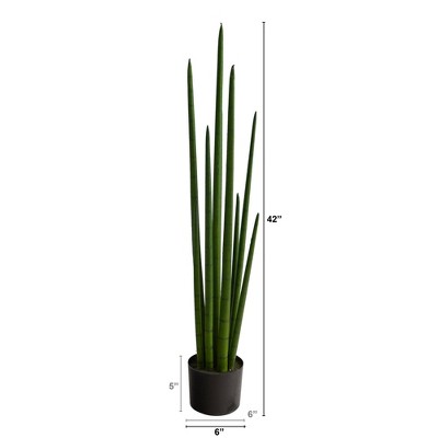 3.5-ft Green Plastic Snake Plant in Black Pot