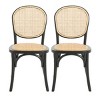 Rattan Back Solid Wood Dining Chairs Set of 2 with Vintage Curved Frame for Kitchen or Dining Room-Baofuwish - 3 of 4