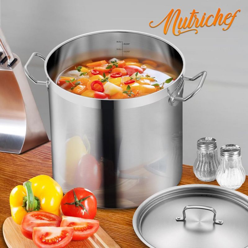 Nutrichef Stainless Steel Cookware Stockpot, 35 Quart Heavy Duty Induction Soup Pot With Stainless Steel Lid And Strong Riveted Handles, 3 of 4