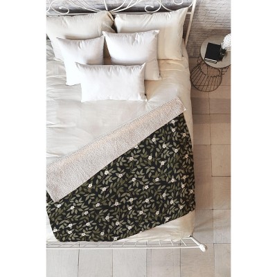 Iveta Abolina Blooming Vines Black 60" x 50" Fleece Throw Blanket - Deny Designs