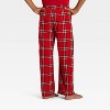 Kids' Plaid Microfleece Holiday Matching Family Pajama Pants - Wondershop™ Red - 3 of 4