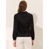 Allegra K Women's Elegant Workwear Satin Long Sleeves Turndown Collar Button Down Shirt - 3 of 4
