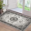 Vintage Medallion Rug, Machine Washable, Low Pile Soft Carpet with Non-Slip Rubber Backing, Pet Friendly for Living Room, Bedroom, - 2 of 4