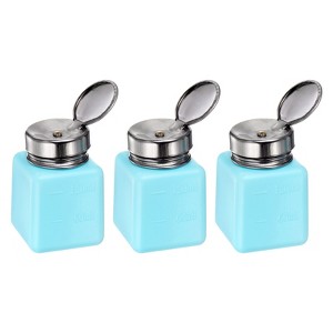 Unique Bargains Plastic Makeup Remover Nail Polish Push Down Alcohol Dispenser Bottles 3 Pcs 4oz Blue - 1 of 4