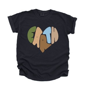 Simply Sage Market Women's Earth Heart Short Sleeve Garment Dyed Tee - 1 of 4