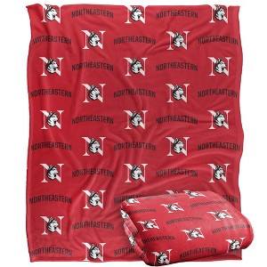 Northeastern University Logo Pattern Silky Touch Blanket White 50x60 - 1 of 4