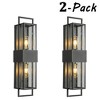 ALOADECOR Modern Outdoor Black Wall Light with Dusk to Dawn Sensor with Seeded Glass Waterproof Sconce for Entryway (¨2 Pack) - 3 of 4