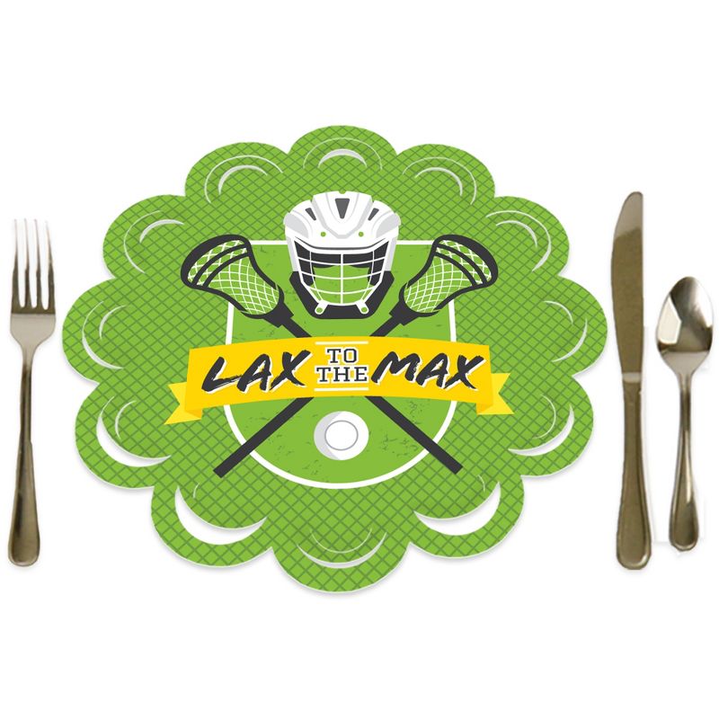Big Dot of Happiness Lax to the Max Lacrosse Party Round Table Decorations Paper Chargers Place Setting For 12, 1 of 9