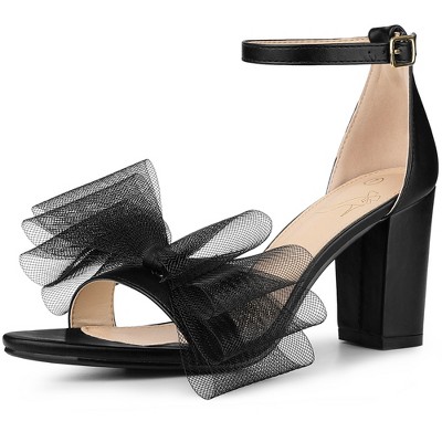 Sandy Black Bow Stiletto Sandals