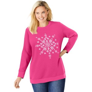 Woman Within Fleece Holiday Sweatshirt - 1 of 4