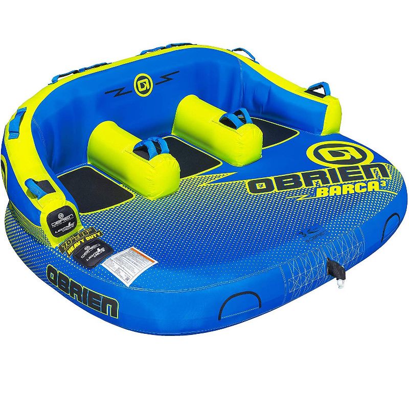 O'Brien Watersports Heavy-Duty Durable Barca 3 Person Raft Comfy Kickback Lightweight Towable Boat Tube, Blue, 1 of 6