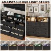 Freestanding Dresser, Chest of 7 Drawers with LED, 2 Open Compartments and Charging Station, Storage Organizer for Bedroom Entryway Nursery - 4 of 4