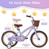 Vynxaria Mint Green/Purple/Pink/Yellow 16-Inch Girls' Bike with Training Wheels and Basket - 3 of 4