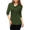 Allegra K Women's Cowl Neck Long Sleeves Buttons Decor Solid Ruched Top - 2 of 4