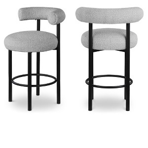 Meridian Furniture,Bordeaux Grey Boucle Fabric Stool, Set of 2 - 1 of 4