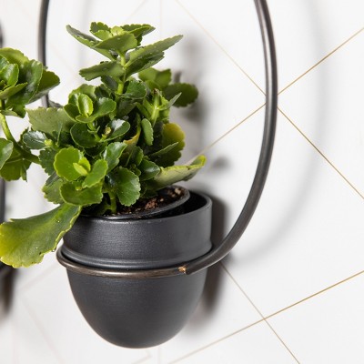 Black Iron 2-Piece Rustic Hanging Planter Set