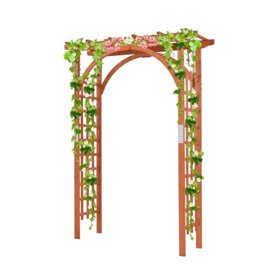 Tangkula 84.5" Outdoor Wood Arbor Natural Finish Arch Trellis Pergola Lattice
