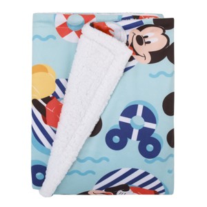 NoJo Disney Mickey Mouse Summertime Splash Blue, Orange, Yellow, and White Super Soft Cuddly Plush Baby Blanket - 1 of 4