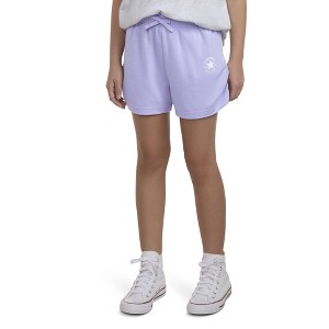 Converse® Girls' French Terry Ruched Side Shorts - Violet - 1 of 4