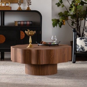 GDFStudio Riven Modern Wooden Irregular Coffee Table with Open Storage - 1 of 4