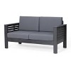 VYNXARIA Acacia Wood Outdoor Loveseat and Coffee Table Set with Cushions, Dark Gray - 3 of 4