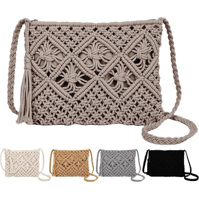 Crossbody Bag Purse For Women Bohemian Shoulder Bag Woven Crochet Purse For Summer Beach Travel Clutch Handbag