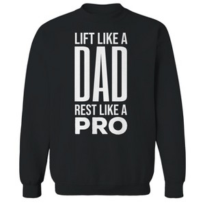 Rerun Island Men's Lift Like A Dad Long Sleeve Graphic Cotton Pullover Sweatshirt - 1 of 3